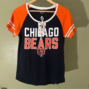 Women's New Era Navy Chicago Bears Raglan Lace-Up T-Shirt Size Medium